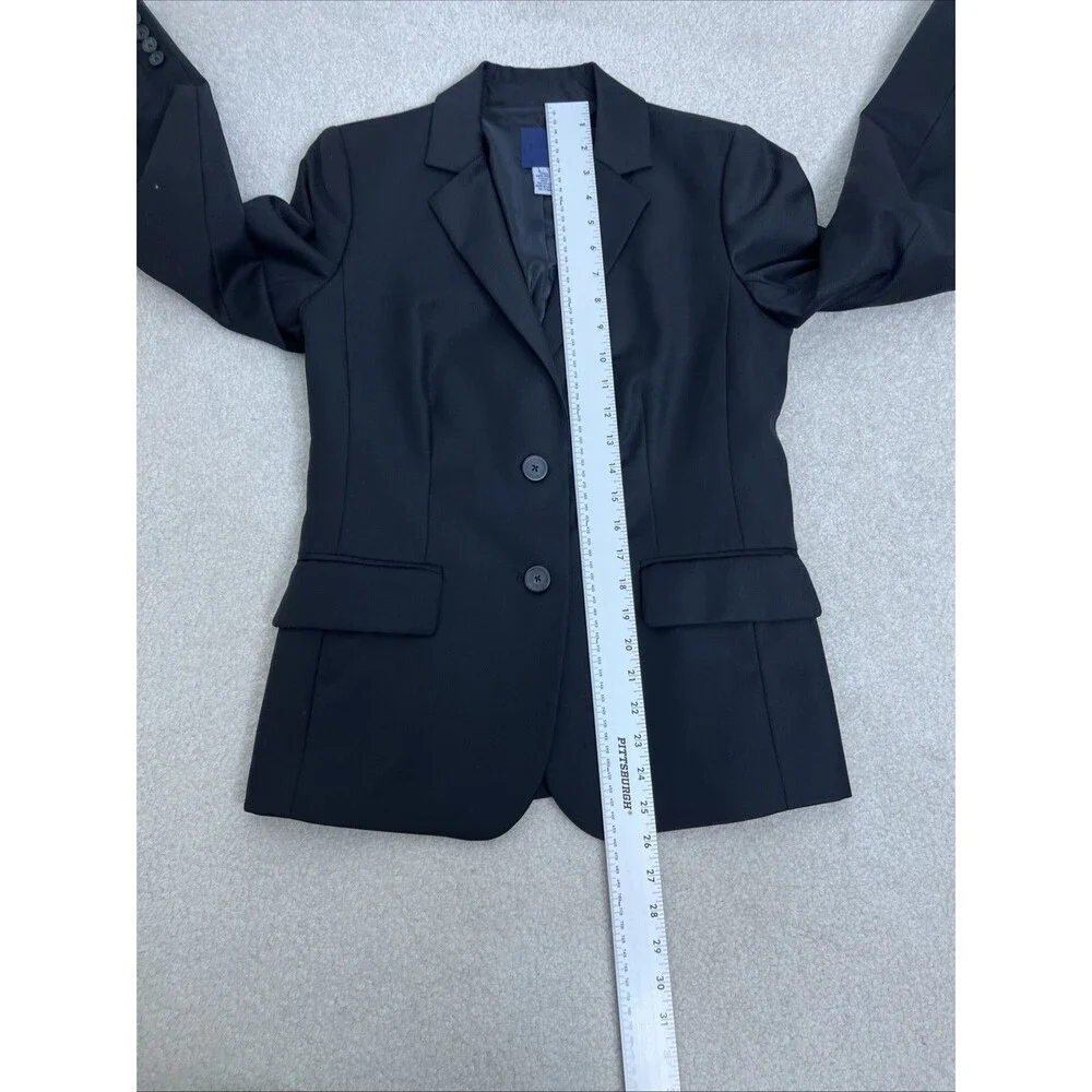 J. Crew Super 120s Blazer Womens Size 4 Black 100% Wool Lined Two Button Jacket